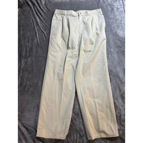 Savane Other - Savane Mens Pleated Front Chino Pants Stone Beige Cotton Twill Trousers 34X29‎